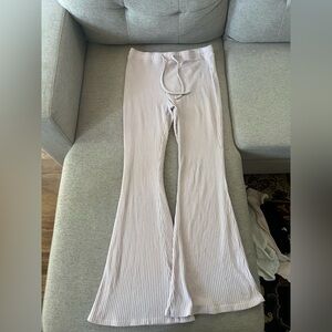 Ribbed Flare Pants in baby pink